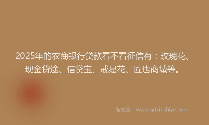 2025年的农商银行贷款看不看征信有：玫瑰花、现金贷途、信贷宝、戒易花、匠也商城等。