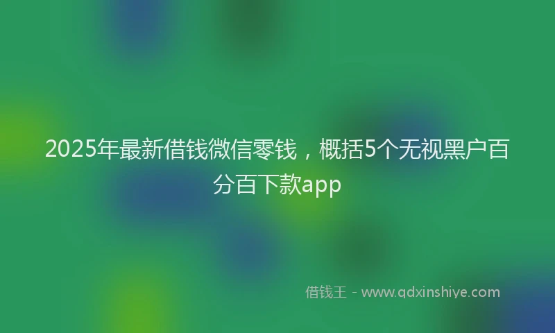 2025年最新借钱微信零钱，概括5个无视黑户百分百下款app