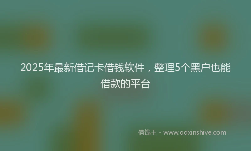 2025年最新借记卡借钱软件，整理5个黑户也能借款的平台