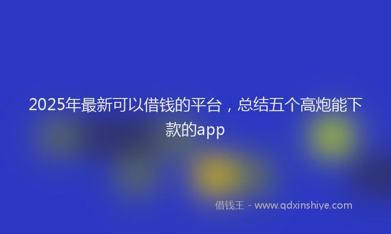 2025年最新可以借钱的平台，总结五个高炮能下款的app