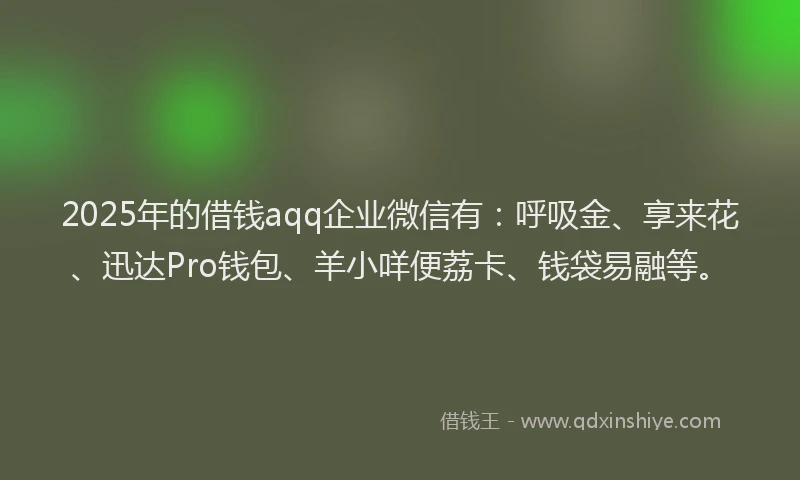 2025年的借钱aqq企业微信有：呼吸金、享来花、迅达Pro钱包、羊小咩便荔卡、钱袋易融等。