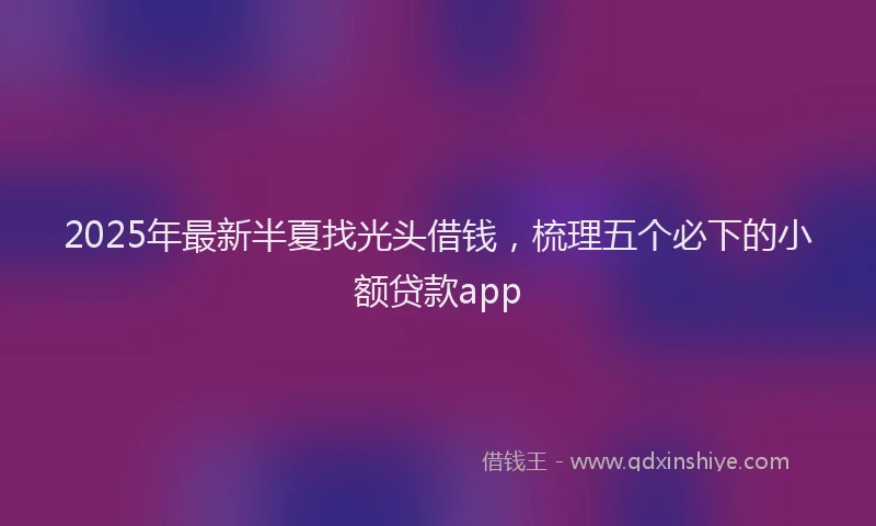 2025年最新半夏找光头借钱，梳理五个必下的小额贷款app