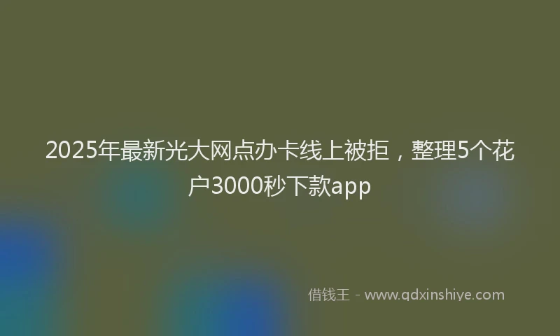 2025年最新光大网点办卡线上被拒，整理5个花户3000秒下款app