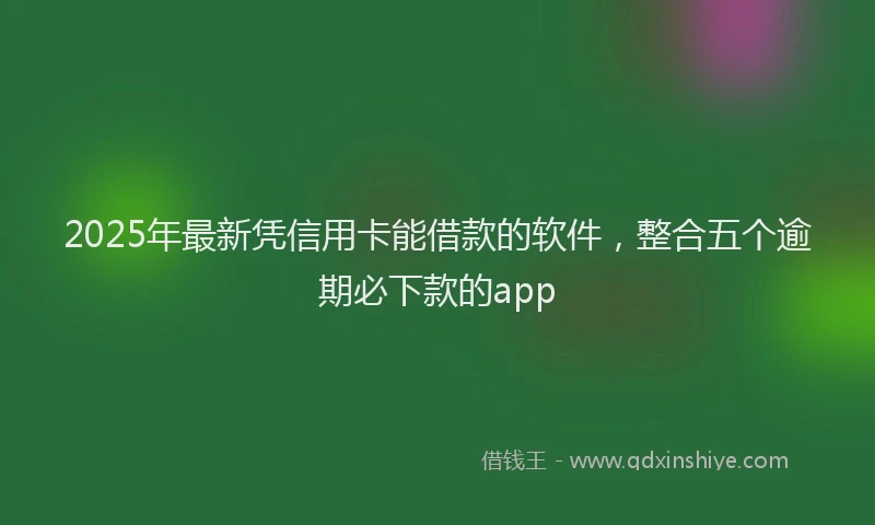2025年最新凭信用卡能借款的软件，整合五个逾期必下款的app