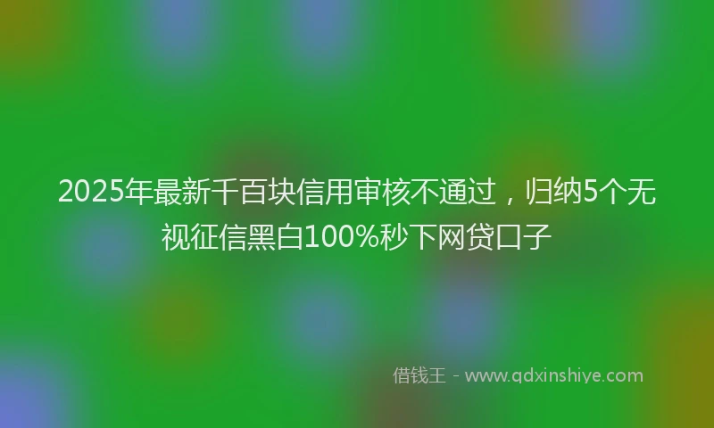 2025年最新千百块信用审核不通过，归纳5个无视征信黑白100%秒下网贷口子