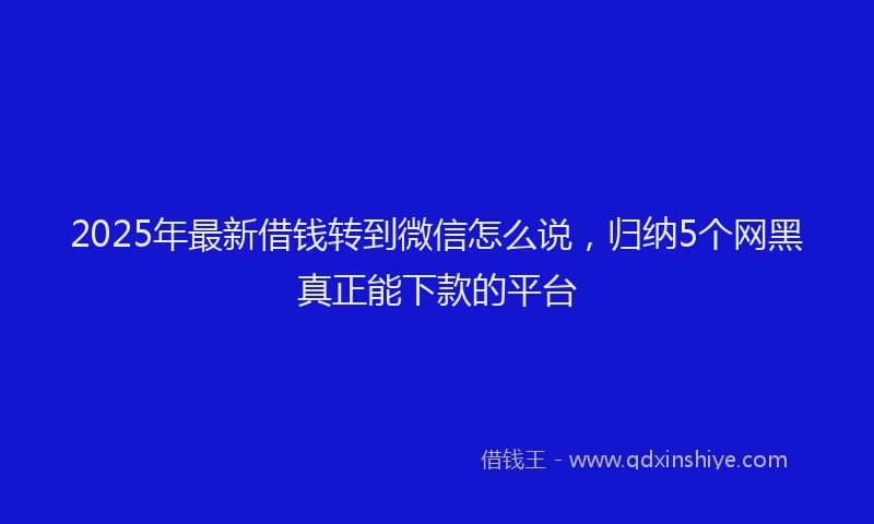 2025年最新借钱转到微信怎么说，归纳5个网黑真正能下款的平台