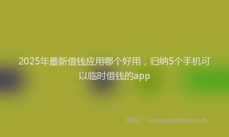 2025年最新借钱应用哪个好用，归纳5个手机可以临时借钱的app