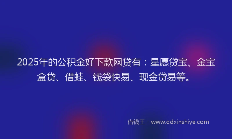 2025年的公积金好下款网贷有：星愿贷宝、金宝盒贷、借蛙、钱袋快易、现金贷易等。
