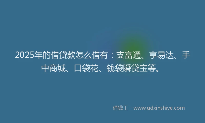 2025年的借贷款怎么借有：支富通、享易达、手中商城、口袋花、钱袋瞬贷宝等。