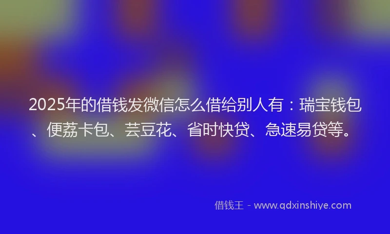 2025年的借钱发微信怎么借给别人有：瑞宝钱包、便荔卡包、芸豆花、省时快贷、急速易贷等。