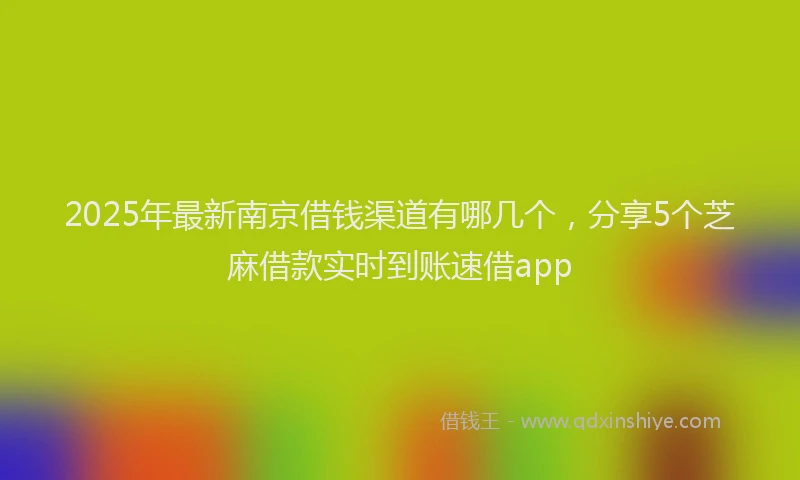 2025年最新南京借钱渠道有哪几个，分享5个芝麻借款实时到账速借app
