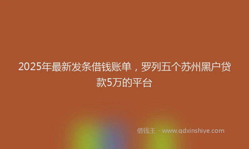 2025年最新发条借钱账单，罗列五个苏州黑户贷款5万的平台