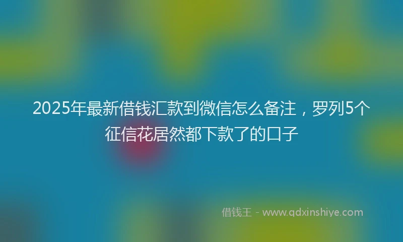 2025年最新借钱汇款到微信怎么备注，罗列5个征信花居然都下款了的口子