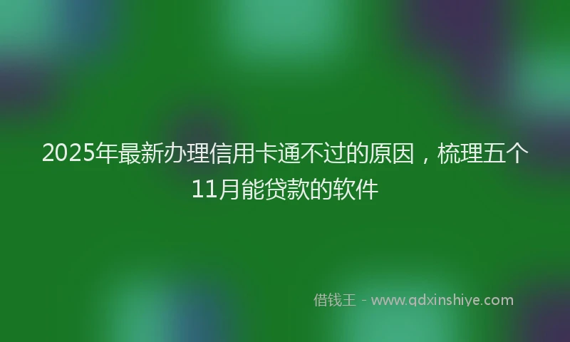 2025年最新办理信用卡通不过的原因，梳理五个11月能贷款的软件
