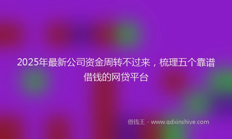 2025年最新公司资金周转不过来，梳理五个靠谱借钱的网贷平台