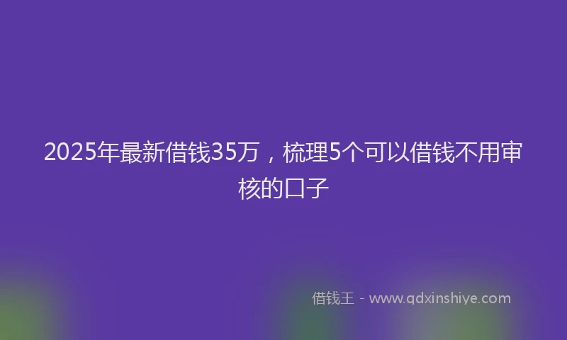 2025年最新借钱35万，梳理5个可以借钱不用审核的口子