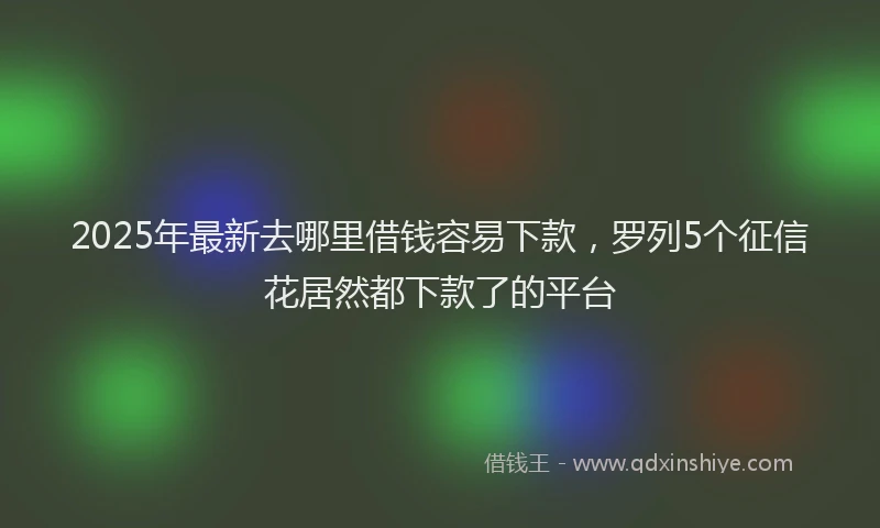 2025年最新去哪里借钱容易下款，罗列5个征信花居然都下款了的平台