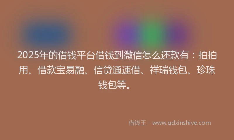 2025年的借钱平台借钱到微信怎么还款有：拍拍用、借款宝易融、信贷通速借、祥瑞钱包、珍珠钱包等。
