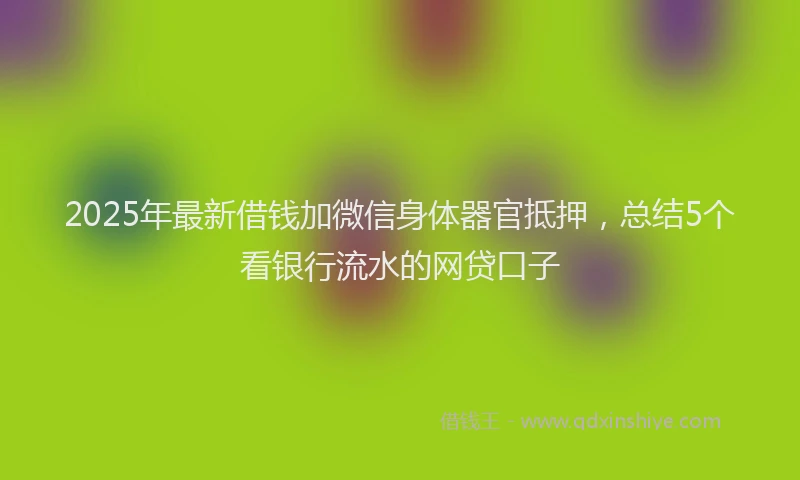 2025年最新借钱加微信身体器官抵押，总结5个看银行流水的网贷口子