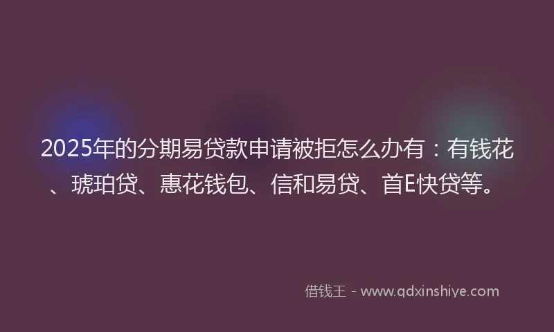 2025年的分期易贷款申请被拒怎么办有：有钱花、琥珀贷、惠花钱包、信和易贷、首E快贷等。