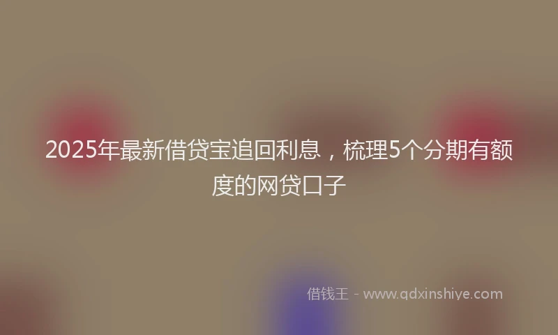 2025年最新借贷宝追回利息，梳理5个分期有额度的网贷口子