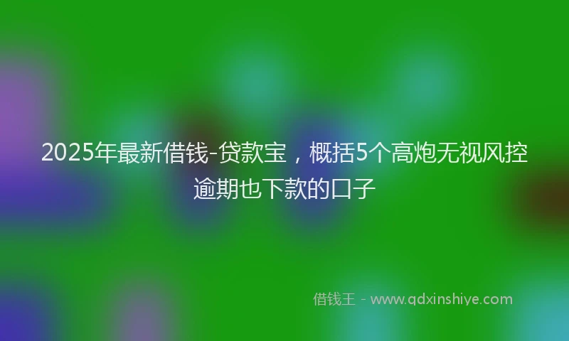 2025年最新借钱-贷款宝，概括5个高炮无视风控逾期也下款的口子
