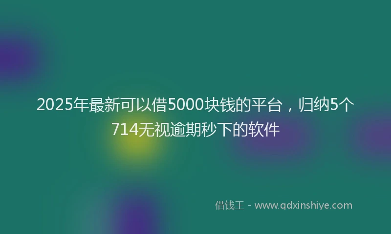 2025年最新可以借5000块钱的平台，归纳5个714无视逾期秒下的软件