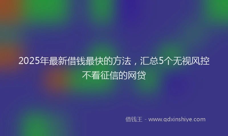 2025年最新借钱最快的方法，汇总5个无视风控不看征信的网贷