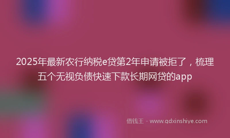 2025年最新农行纳税e贷第2年申请被拒了，梳理五个无视负债快速下款长期网贷的app