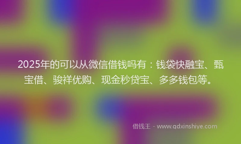 2025年的可以从微信借钱吗有：钱袋快融宝、甄宝借、骏祥优购、现金秒贷宝、多多钱包等。