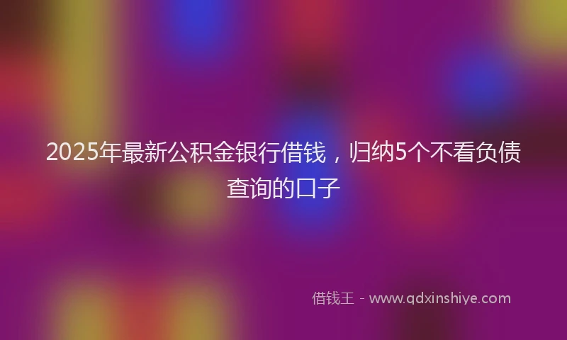 2025年最新公积金银行借钱，归纳5个不看负债查询的口子