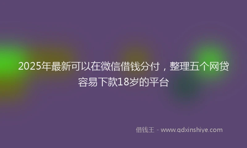 2025年最新可以在微信借钱分付，整理五个网贷容易下款18岁的平台