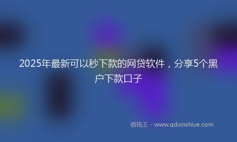 2025年最新可以秒下款的网贷软件，分享5个黑户下款口子