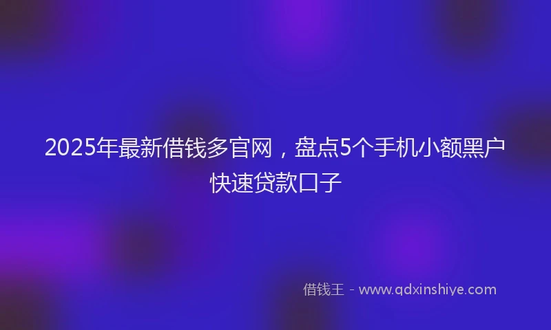 2025年最新借钱多官网，盘点5个手机小额黑户快速贷款口子