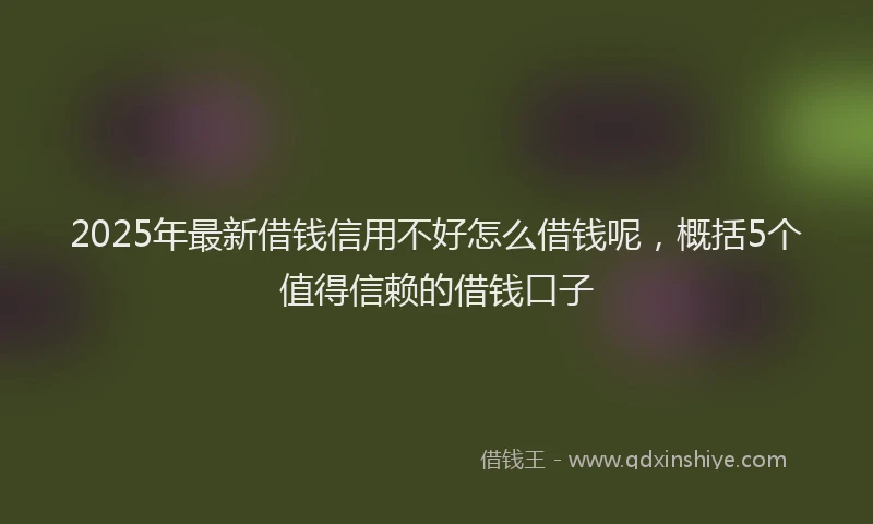 2025年最新借钱信用不好怎么借钱呢，概括5个值得信赖的借钱口子