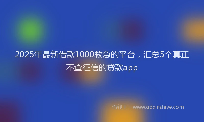 2025年最新借款1000救急的平台，汇总5个真正不查征信的贷款app