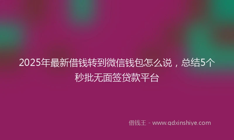 2025年最新借钱转到微信钱包怎么说，总结5个秒批无面签贷款平台