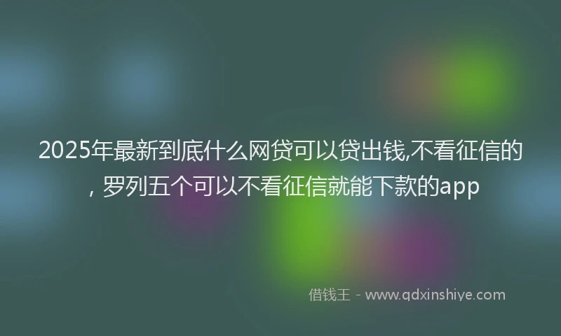 2025年最新到底什么网贷可以贷出钱,不看征信的，罗列五个可以不看征信就能下款的app