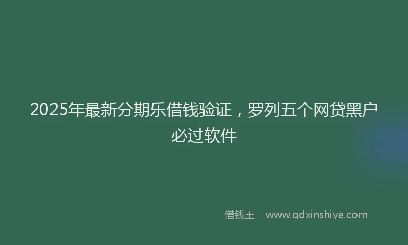 2025年最新分期乐借钱验证，罗列五个网贷黑户必过软件