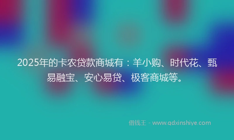 2025年的卡农贷款商城有：羊小购、时代花、甄易融宝、安心易贷、极客商城等。