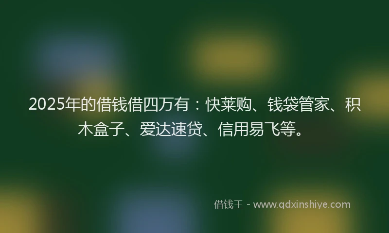 2025年的借钱借四万有：快莱购、钱袋管家、积木盒子、爱达速贷、信用易飞等。