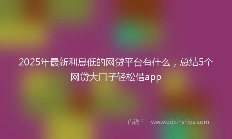 2025年最新利息低的网贷平台有什么，总结5个网贷大口子轻松借app