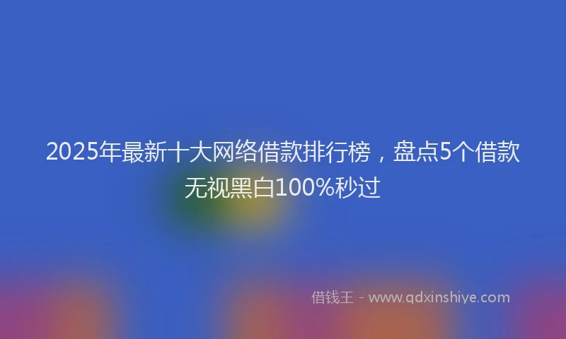 2025年最新十大网络借款排行榜，盘点5个借款无视黑白100%秒过