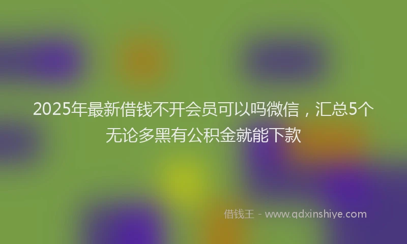 2025年最新借钱不开会员可以吗微信，汇总5个无论多黑有公积金就能下款