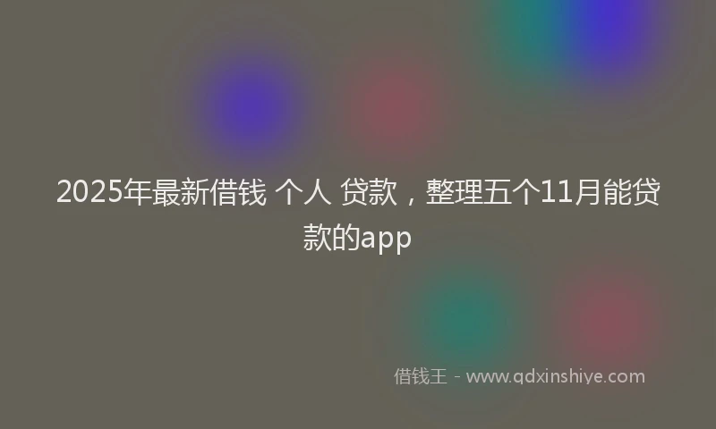 2025年最新借钱 个人 贷款，整理五个11月能贷款的app