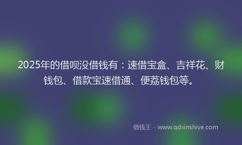 2025年的借呗没借钱有：速借宝盒、吉祥花、财钱包、借款宝速借通、便荔钱包等。