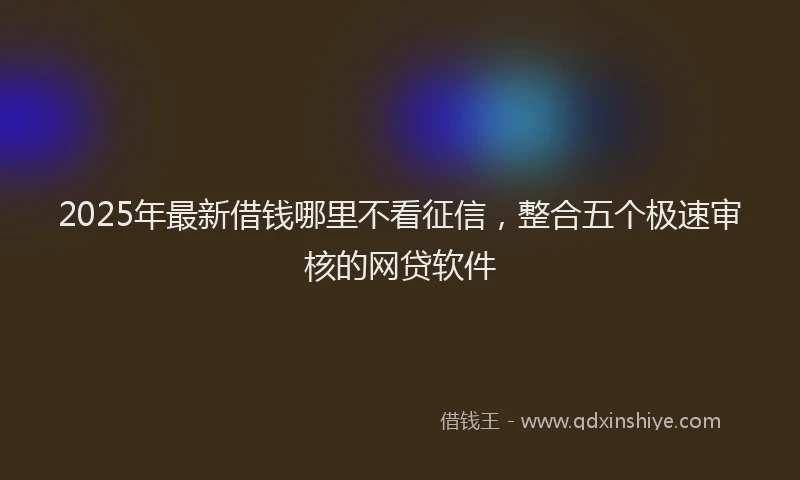 2025年最新借钱哪里不看征信，整合五个极速审核的网贷软件