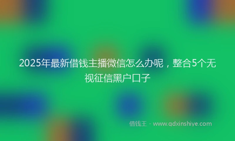 2025年最新借钱主播微信怎么办呢，整合5个无视征信黑户口子