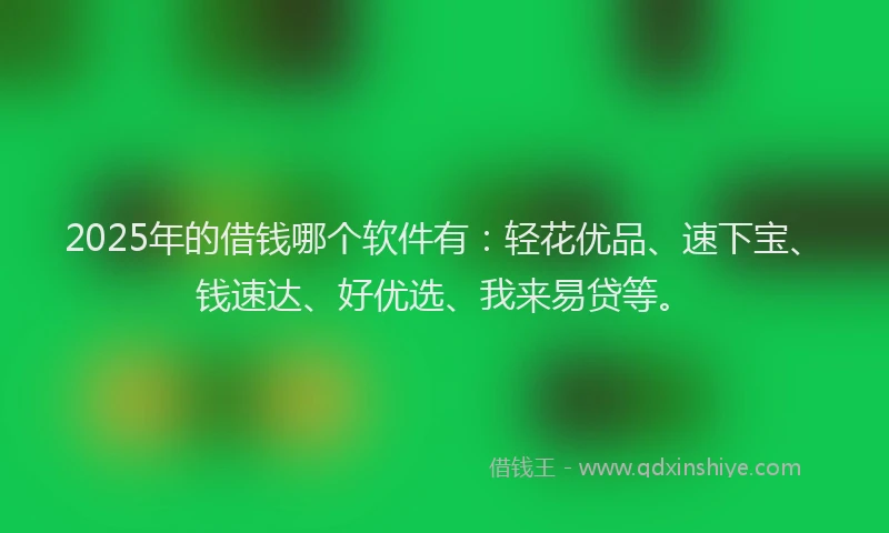2025年的借钱哪个软件有：轻花优品、速下宝、钱速达、好优选、我来易贷等。