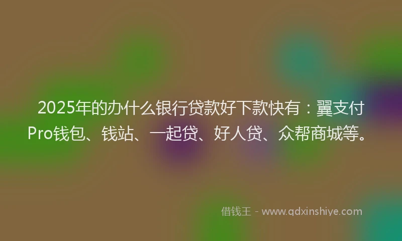 2025年的办什么银行贷款好下款快有：翼支付Pro钱包、钱站、一起贷、好人贷、众帮商城等。